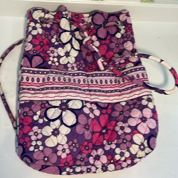 Vera Bradley retired Purple Pink Flower Backpack Bag Purse - Picture 1 of 7